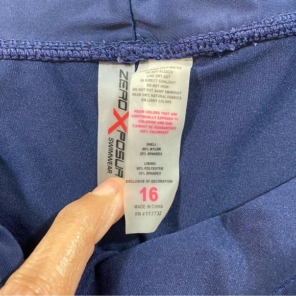 ZeroXPosur Shorts Woman 16 Athletic swim shorts blue lined elastic waist hybrid - Picture 4 of 7